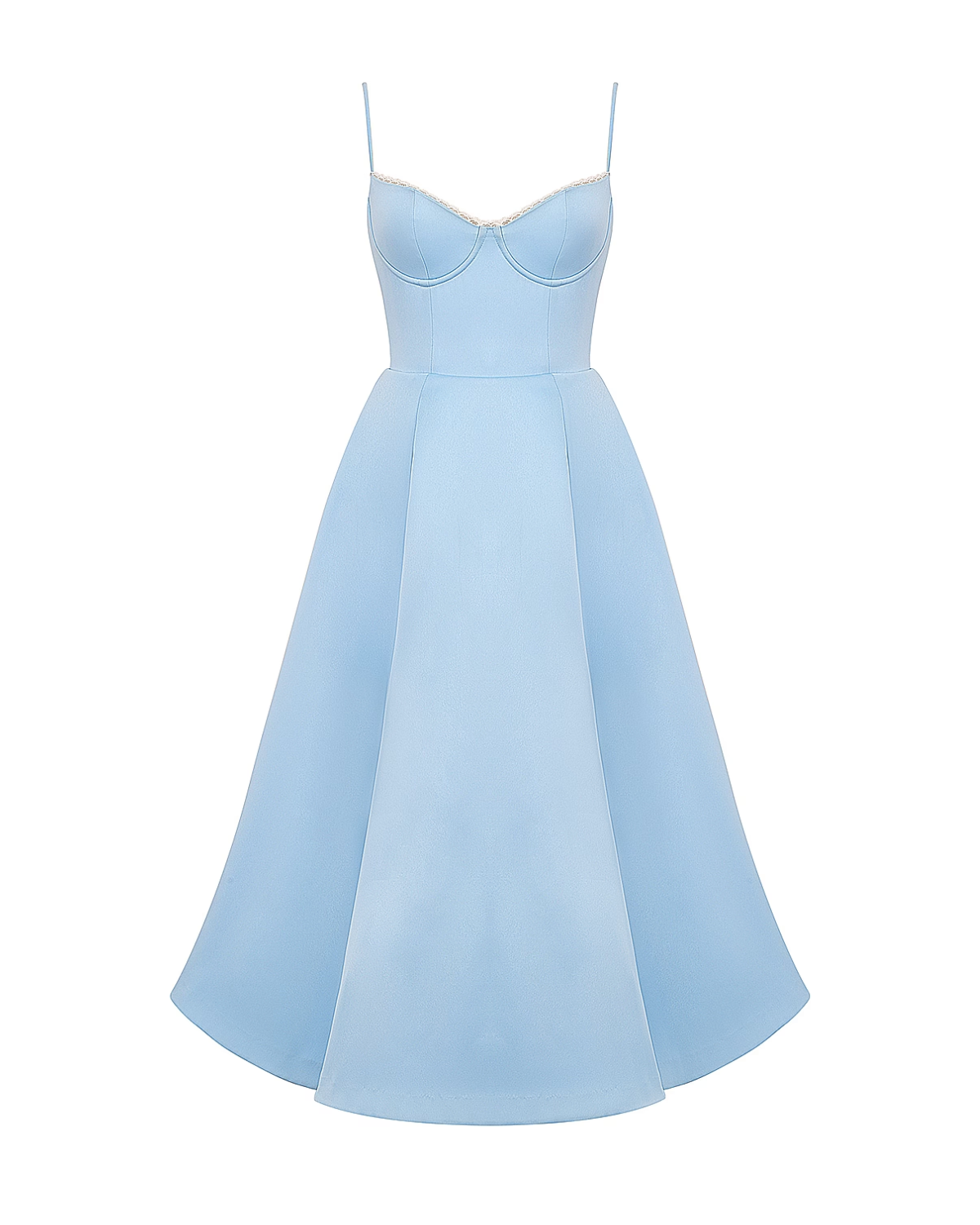 Elegant Bustier Midi Dress for Women with Sweetheart Neckline Spaghetti Strap Tulle Hem Flowing Style