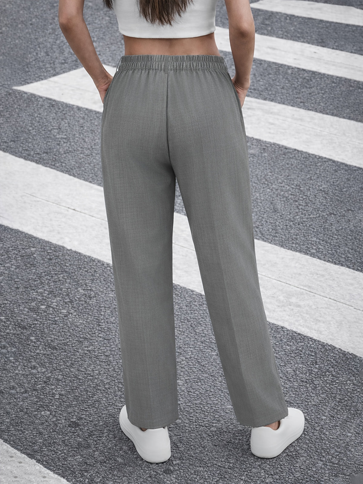 Elegant Tailored Trousers for Women with High Waist Pleated Tapered Ankle Button Cuff Style