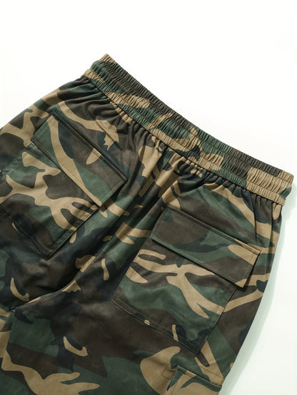 Effortless Camo Cargo Pants for Women with Elastic Cuff Utility Pockets Relaxed Fit
