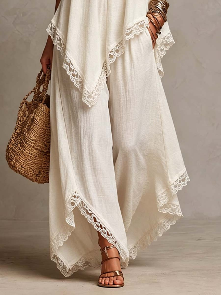 Effortless White Maxi Dress for Women with Boho Spaghetti Strap Fringe Trim