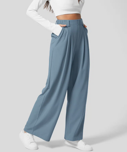 Effortless Wide Leg Pants for Women with High Waist Pleated Tapered Relaxed Casual Style