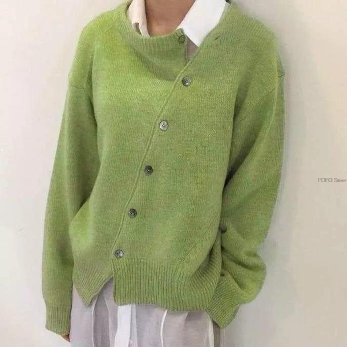 Cozy Oversized Knit Cardigan for Women with Round Neck Long Sleeve Button Front Relaxed Style