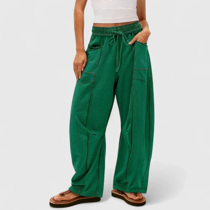 Effortless Khaki Cargo Wide Leg Pants for Women with High Waist Drawstring Patch Pocket Relaxed Style
