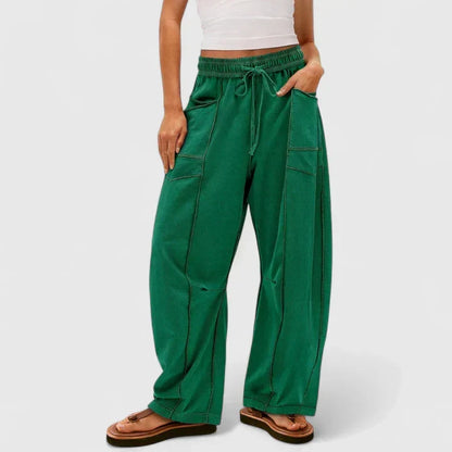 Effortless Khaki Cargo Wide Leg Pants for Women with High Waist Drawstring Patch Pocket Relaxed Style