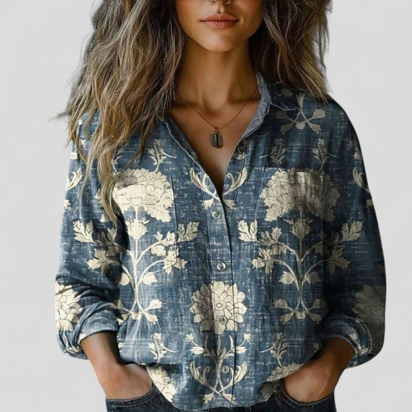 Effortless Floral Print Jacket for Women with Zip Front Long Sleeve Lightweight Relaxed Style