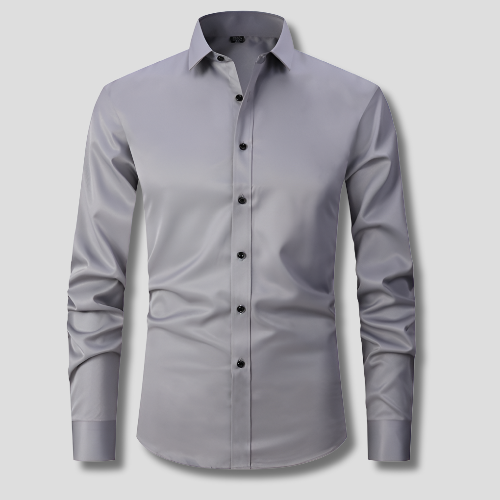 Classic Dress Shirt for Men with Spread Collar Long Sleeve Button Up Slim Fit Business Style