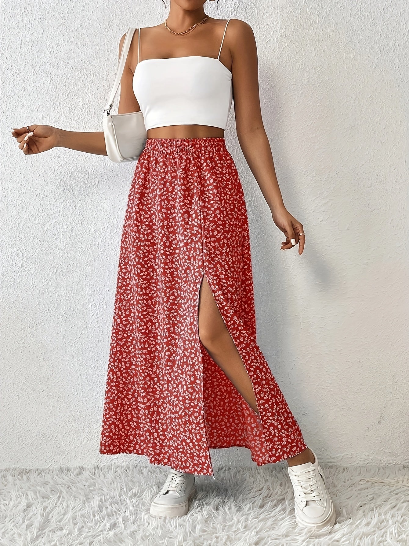 Fiona | Stylish Floral Maxi Skirt for Women with Side Slit Detail
