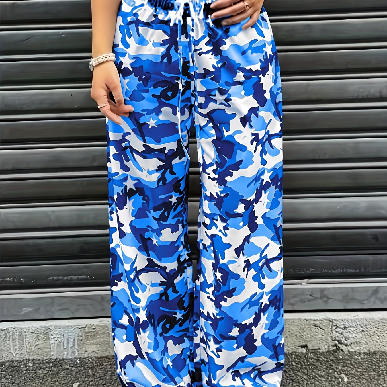 Effortless Camo Pants for Women with High Waist Drawstring Wide Leg Relaxed Streetwear Style