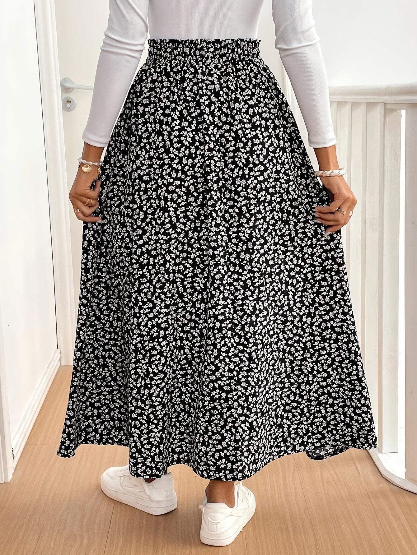 Fiona | Stylish Floral Maxi Skirt for Women with Side Slit Detail