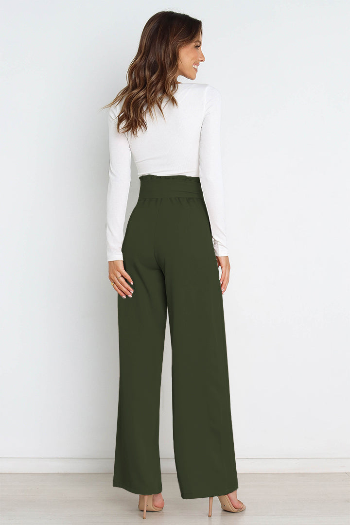 Effortless Wide Leg Pants for Women with High Waist Paperbag Belted Tapered Relaxed Style