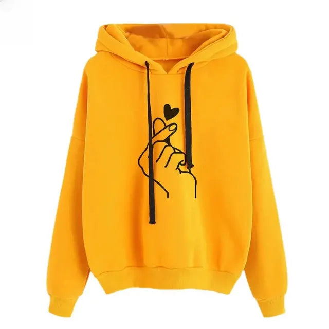 Comfortable Graphic Print Hoodie for Women with Drawstring Hood Long Sleeve Oversized Relaxed Style