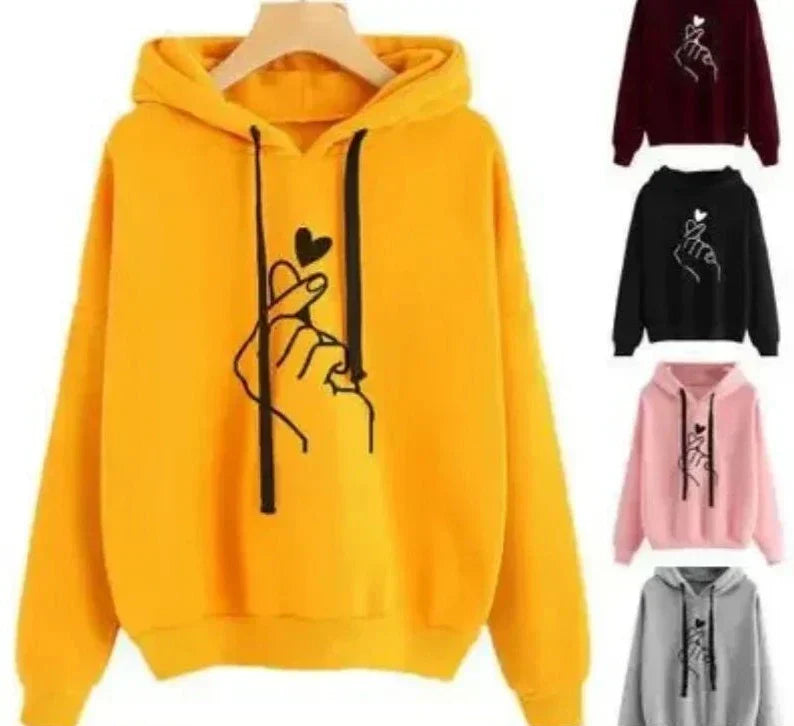 Comfortable Graphic Print Hoodie for Women with Drawstring Hood Long Sleeve Oversized Relaxed Style