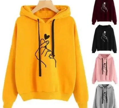 Comfortable Graphic Print Hoodie for Women with Drawstring Hood Long Sleeve Oversized Relaxed Style