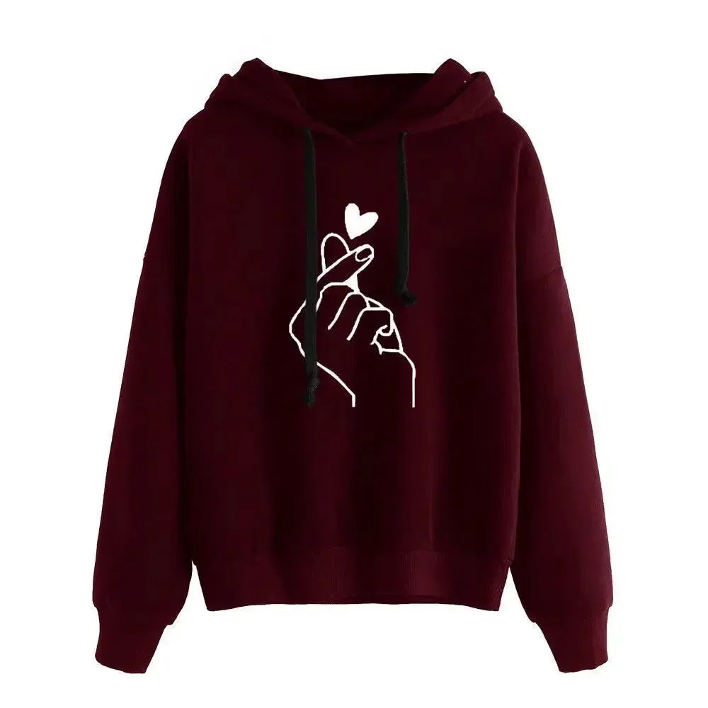 Comfortable Graphic Print Hoodie for Women with Drawstring Hood Long Sleeve Oversized Relaxed Style