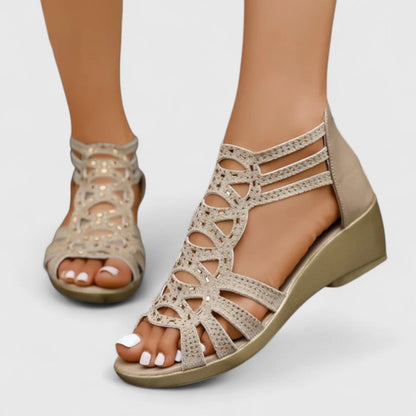 Comfortable Orthopedic Wedge Sandals for Women with Laser Cut Strap Open Toe Style