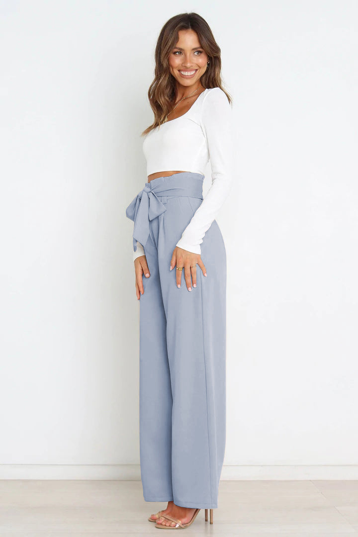 Effortless Wide Leg Pants for Women with High Waist Paperbag Belted Tapered Relaxed Style