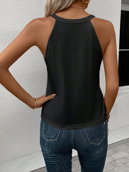 Stylish Blouses for Women with Halter Neck Gradient Heart Print Sleeveless Casual Summer Top Style