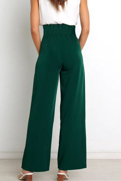 Effortless Wide Leg Pants for Women with High Waist Paperbag Belted Tapered Relaxed Style