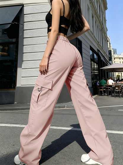 Effortless Cargo Pants for Women with High Waist Drawstring Wide Leg Relaxed Style