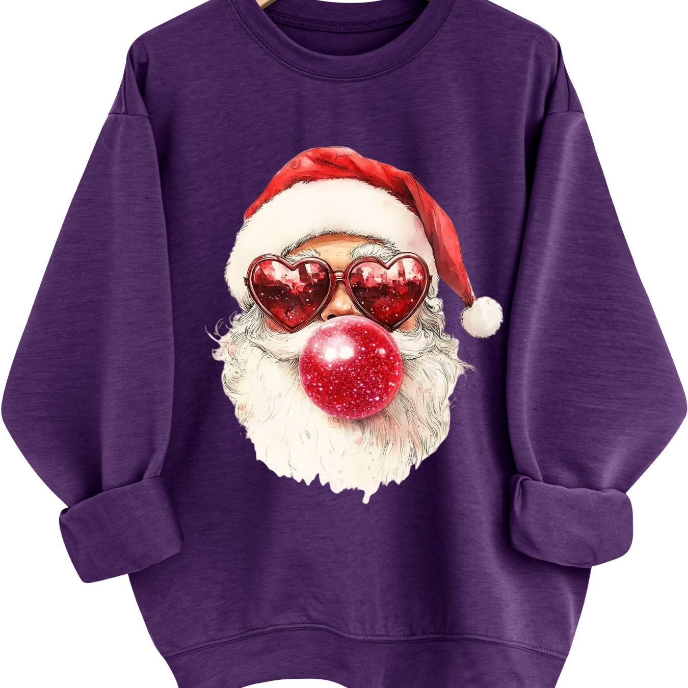 Comfortable Santa Graphic Christmas Tacky Sweater for Women with Crew Neck Long Sleeve Oversized Pullover Style