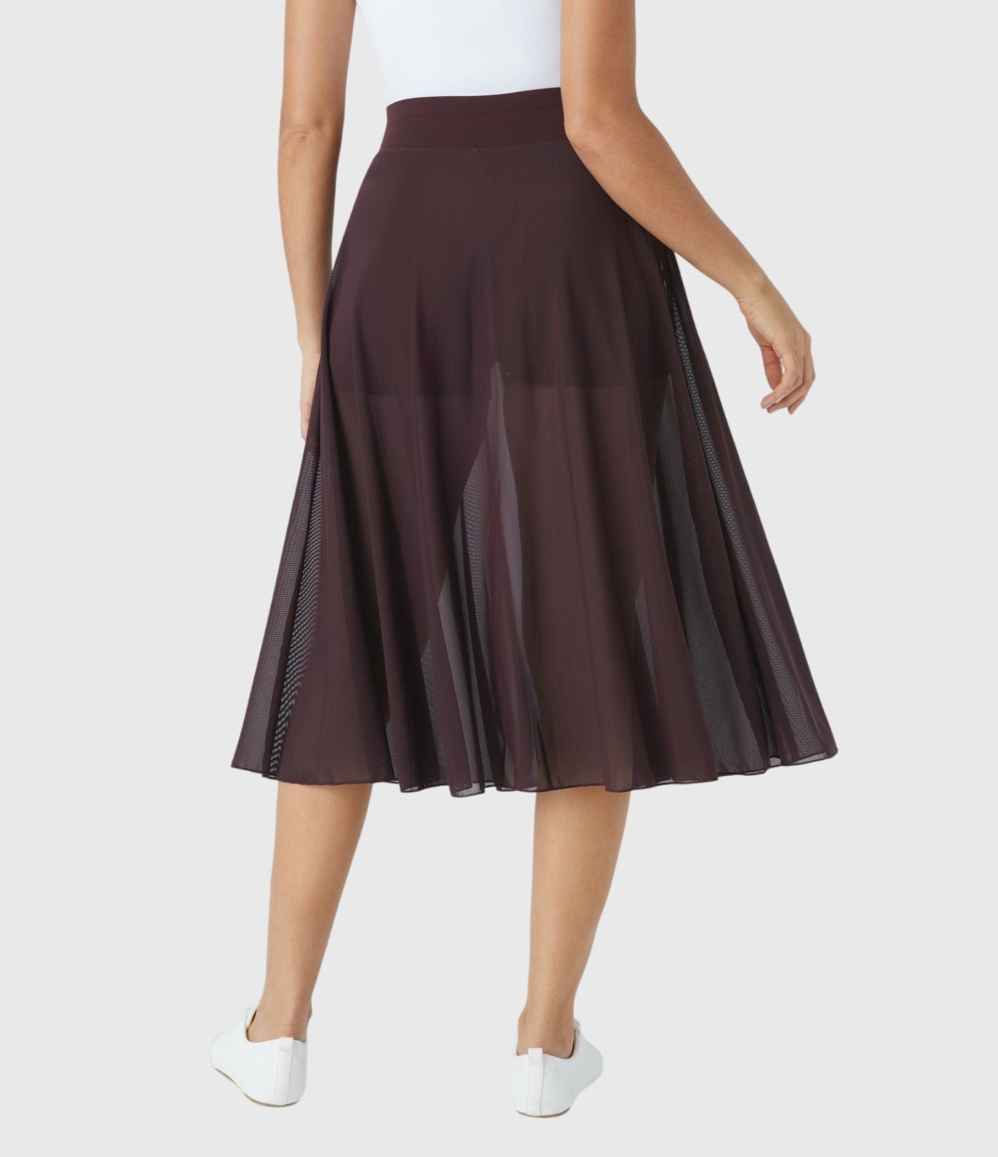Effortless Sage Green Mesh Skirt for Women with High Waist Drawstring A Line Flowy Style