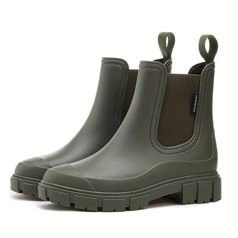 Comfortable Waterproof Chelsea Boots for Women with Platform Chunky Sole Slip On Style