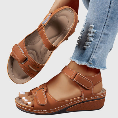 Comfortable Orthopedic Sandals for Women with Velcro Strap Wedge Platform Open Toe Cushioned Casual Style