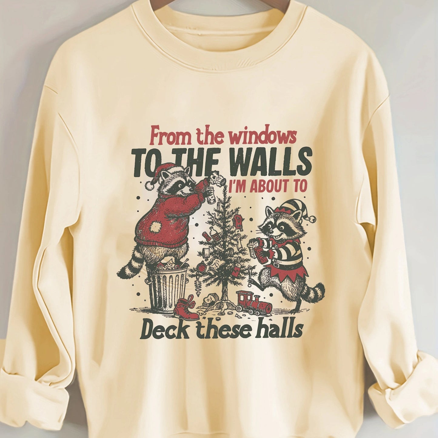 Comfortable Graphic Print Christmas Tacky Sweater for Women with Crew Neck Long Sleeve Oversized Pullover Style