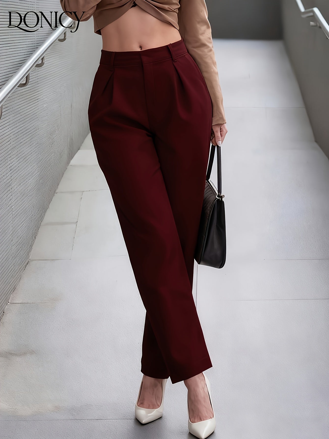 Effortless Wide Leg Trousers for Women with High Waist Pleated Tapered Relaxed Casual Style