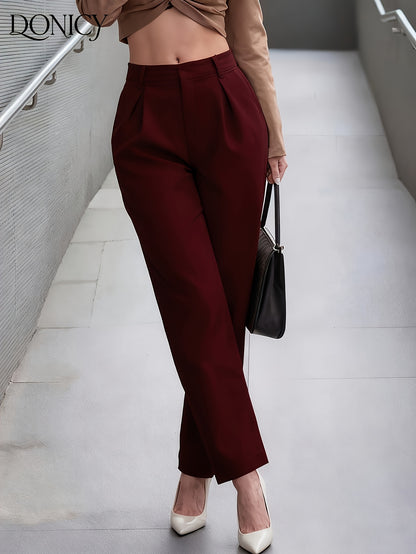 Effortless Wide Leg Trousers for Women with High Waist Pleated Tapered Relaxed Casual Style