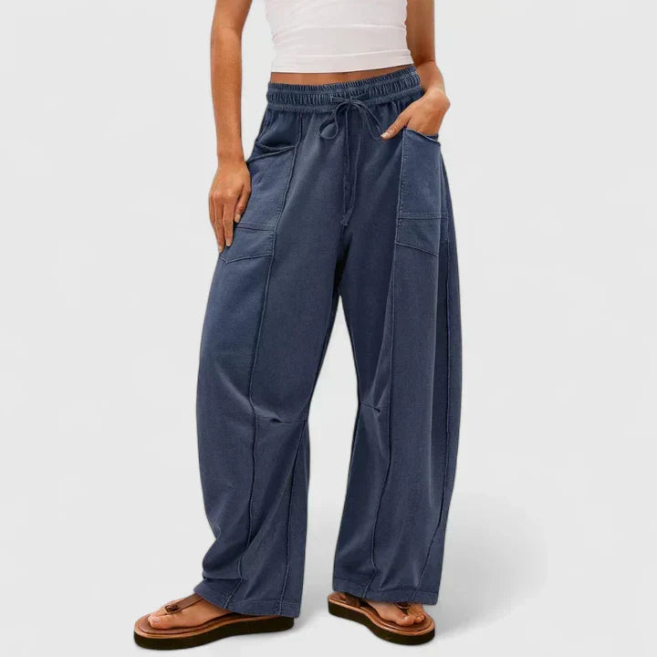 Effortless Khaki Cargo Wide Leg Pants for Women with High Waist Drawstring Patch Pocket Relaxed Style