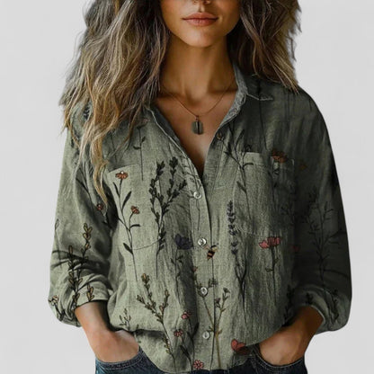 Effortless Floral Print Jacket for Women with Zip Front Long Sleeve Lightweight Relaxed Style