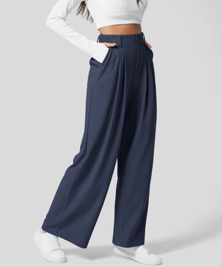 Elegant Wide Leg Pants for Women with High Waisted Pleated Tapered Relaxed Style