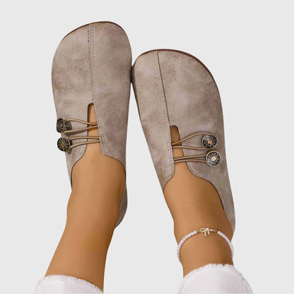 Comfortable Flat Shoes for Women with Soft Suede Toggle Lace Slip On Barefoot Style