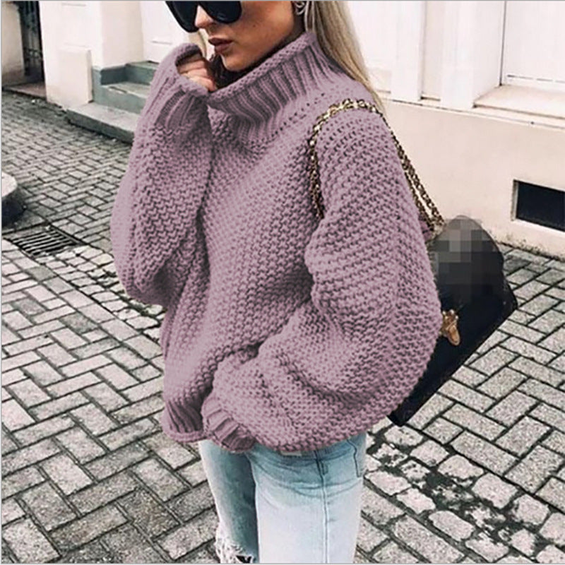 Cozy Chunky Knit Sweater for Women with Turtleneck Long Sleeve Oversized Relaxed Style