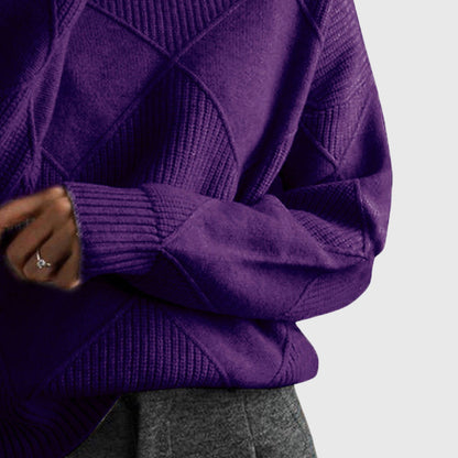 Comfortable Ribbed Knit Sweatshirt for Women with Turtleneck Long Sleeve Oversized Drop Shoulder Style