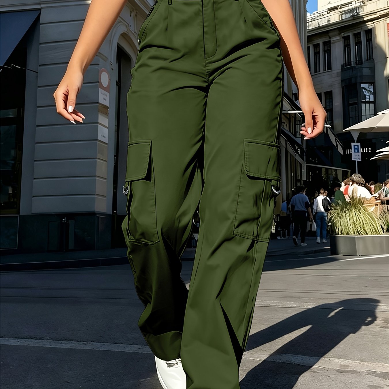 Effortless Cargo Pants for Women with High Waist Drawstring Wide Leg Relaxed Style
