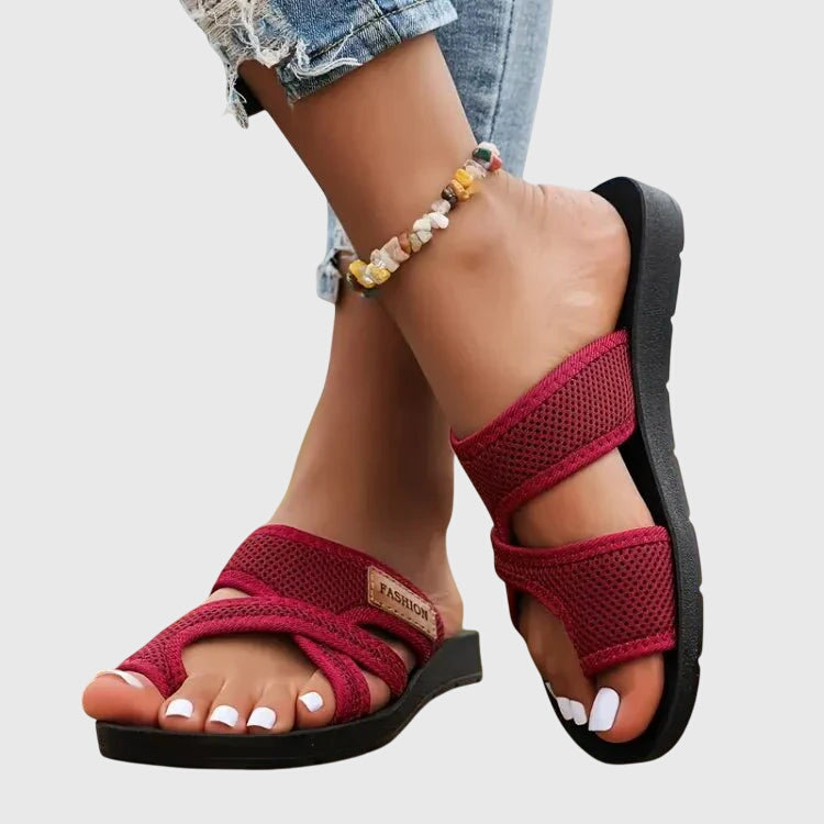 Comfortable Sandals for Women with Mesh Strap Platform Slip On Style