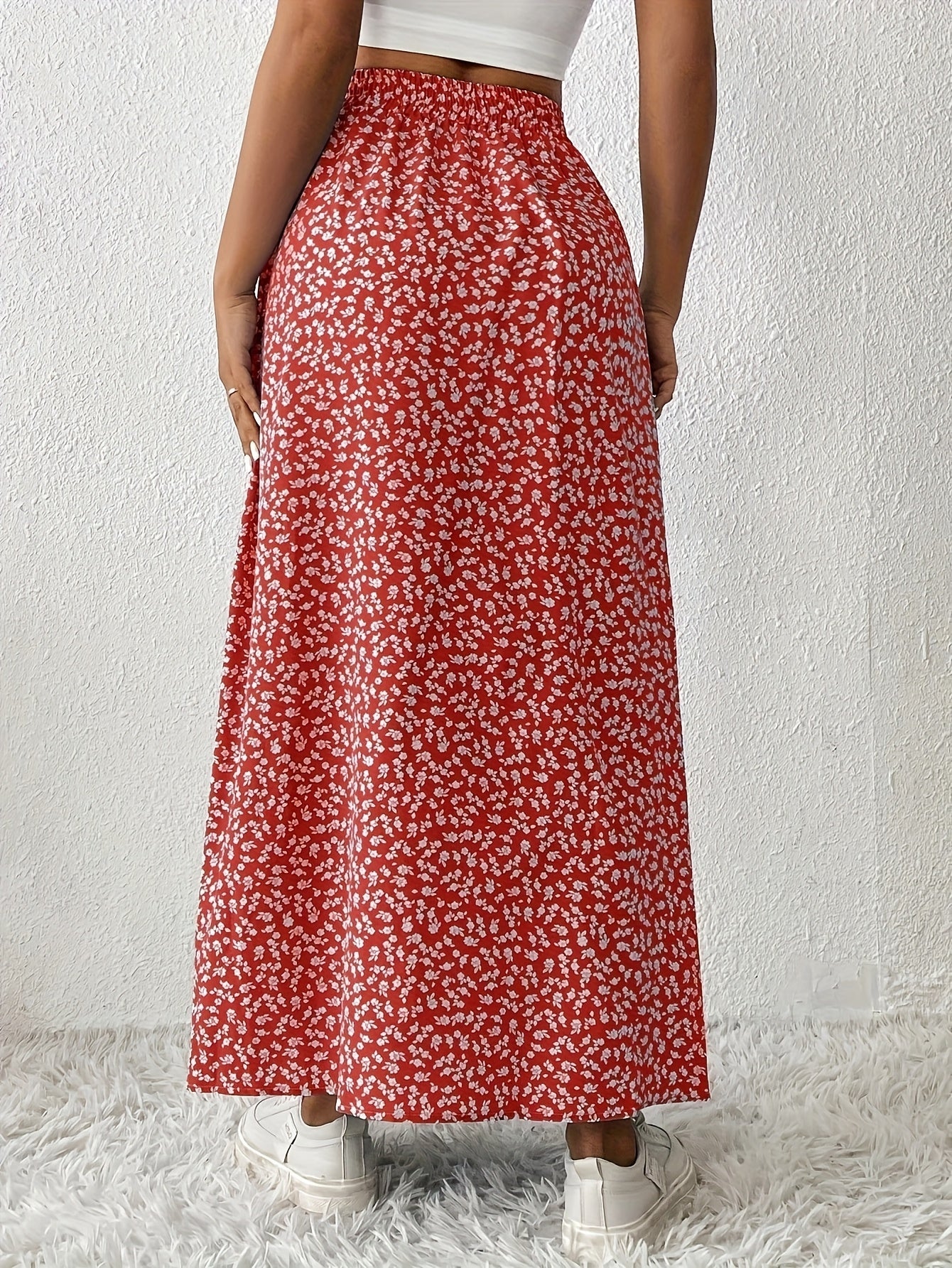 Fiona | Stylish Floral Maxi Skirt for Women with Side Slit Detail