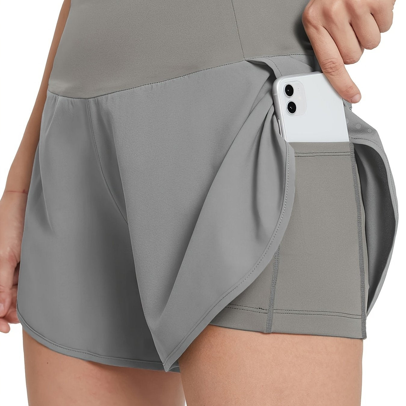 Effortless Running Shorts for Women with High Waist Side Pocket Curved Hem Athletic Style