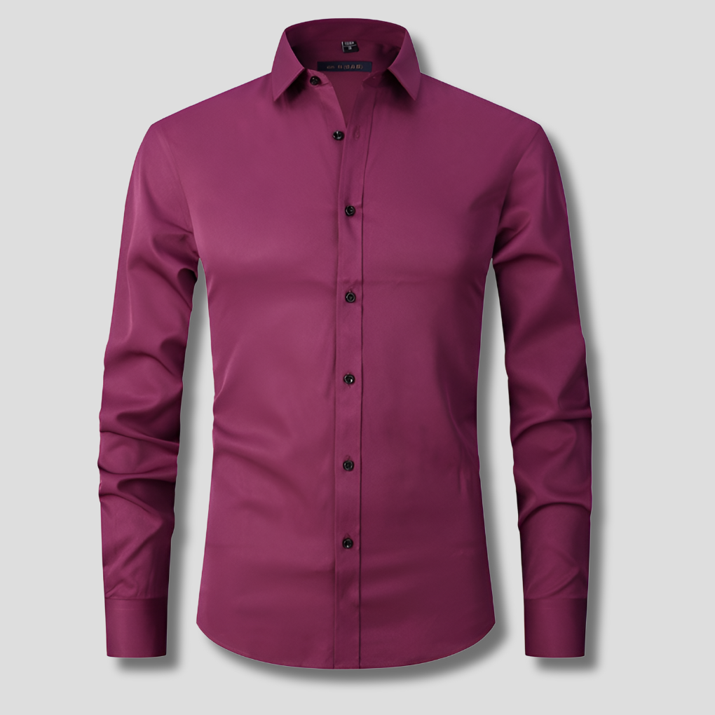 Classic Dress Shirt for Men with Spread Collar Long Sleeve Button Up Slim Fit Business Style