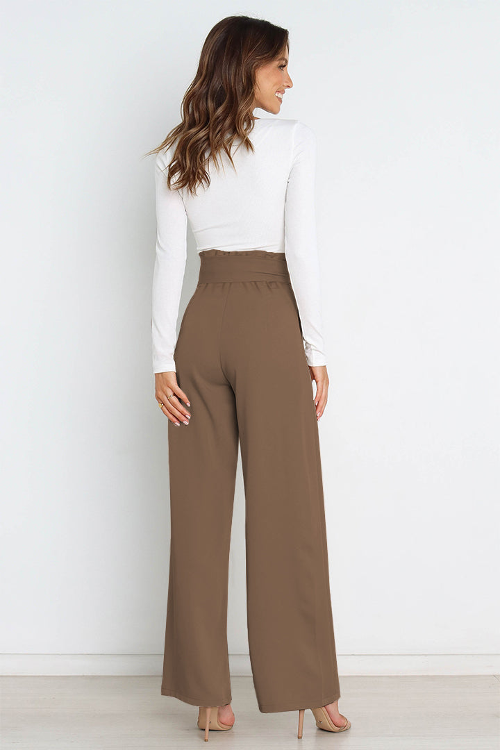 Effortless Wide Leg Pants for Women with High Waist Paperbag Belted Tapered Relaxed Style