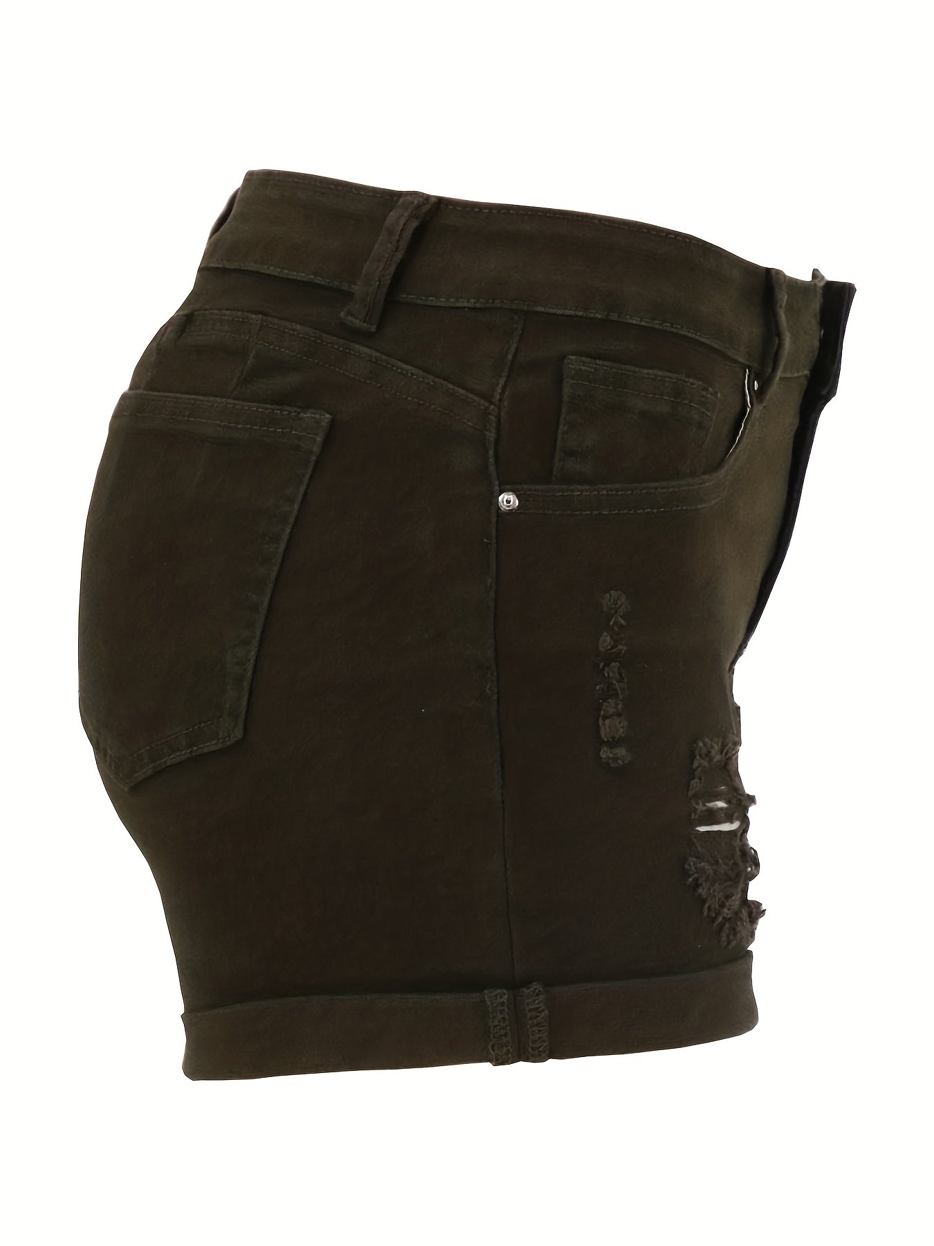 Stylish Ripped Denim Shorts for Women with High Waist Distressed Cuffed Hem Casual Street Style