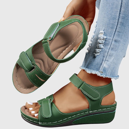 Comfortable Orthopedic Sandals for Women with Velcro Strap Wedge Platform Open Toe Cushioned Casual Style