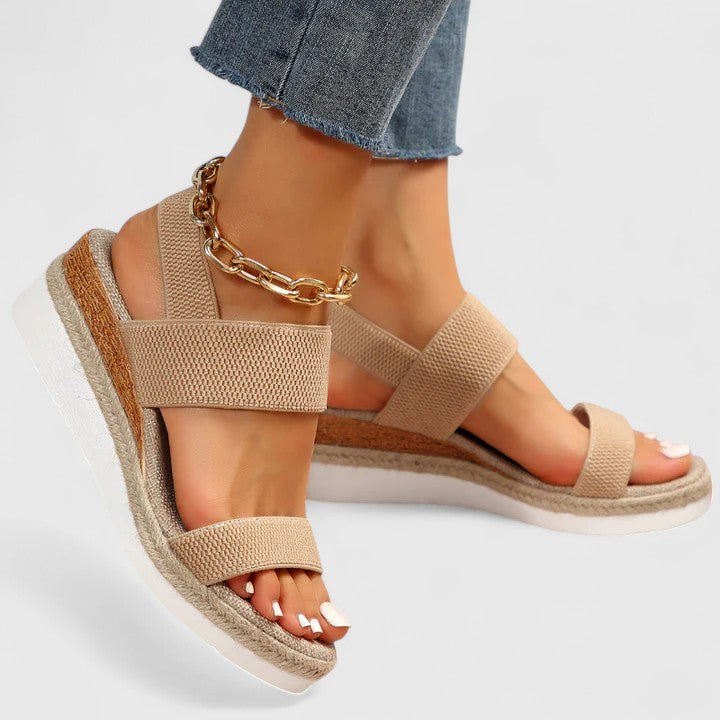 Comfortable Orthopedic Sandals for Women with Elastic Strap Espadrille Wedge Platform Style