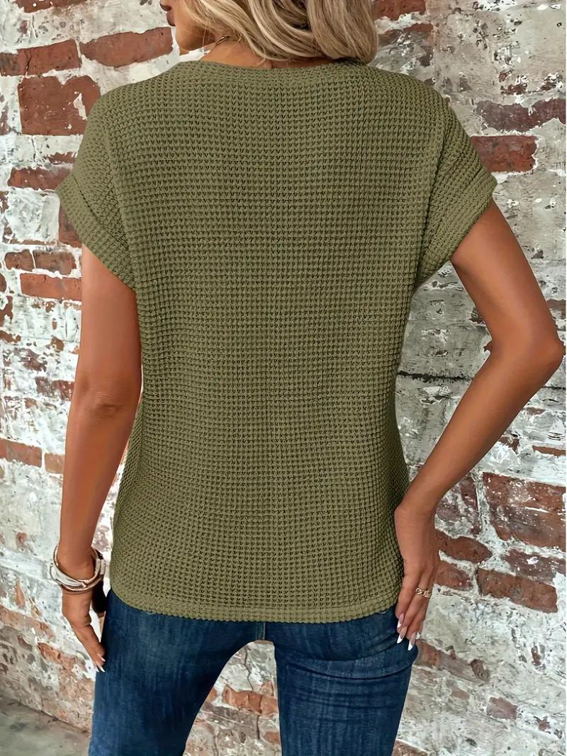 Tracy - Twist-Hem Waffle Tee