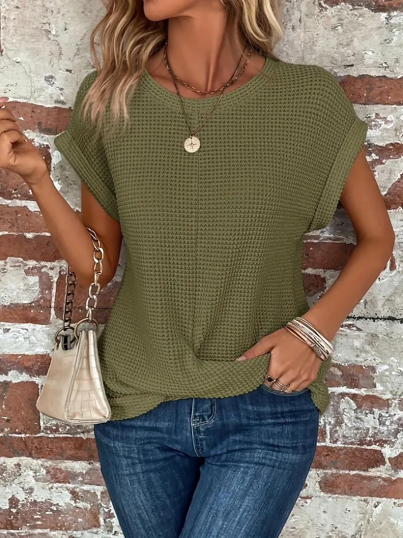 Tracy - Twist-Hem Waffle Tee