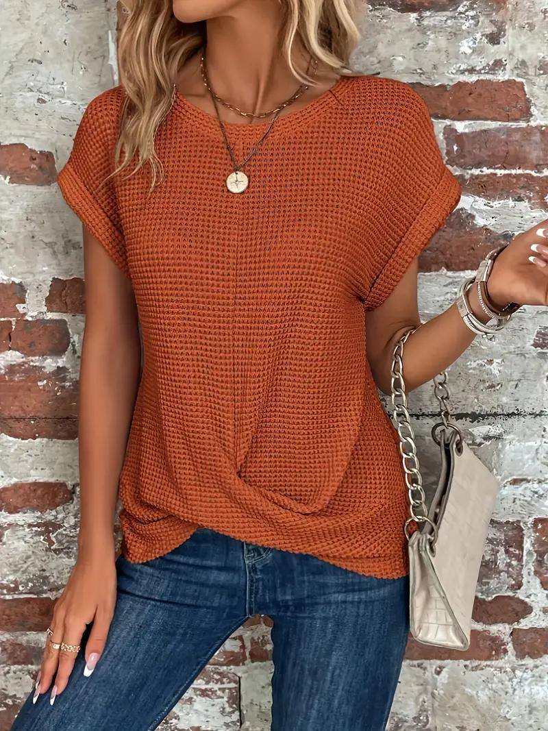 Tracy - Twist-Hem Waffle Tee