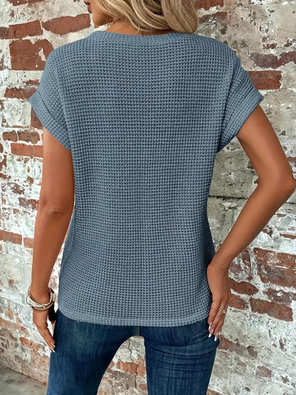 Tracy - Twist-Hem Waffle Tee