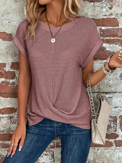 Tracy - Twist-Hem Waffle Tee